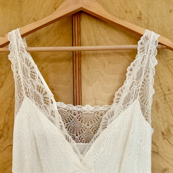 Only Hearts by Helena Stuart Long Chemise Modal Lace Trim White Nightgown - Picture 6 of 11